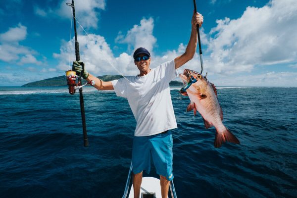 Popping for Snapper in Fiji.